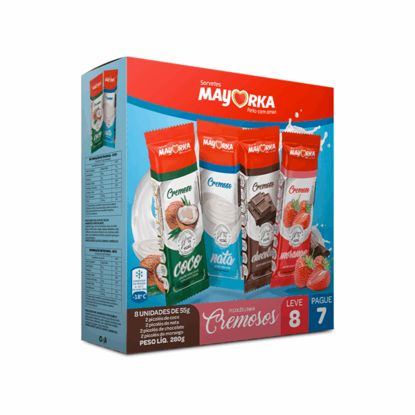 Caixa Picolé linha cremoso c/8 un