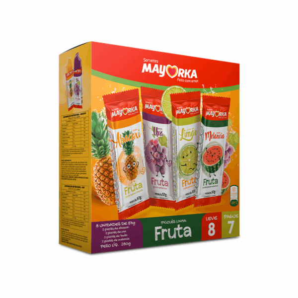 Caixa Picolé linha frutas c/8 un